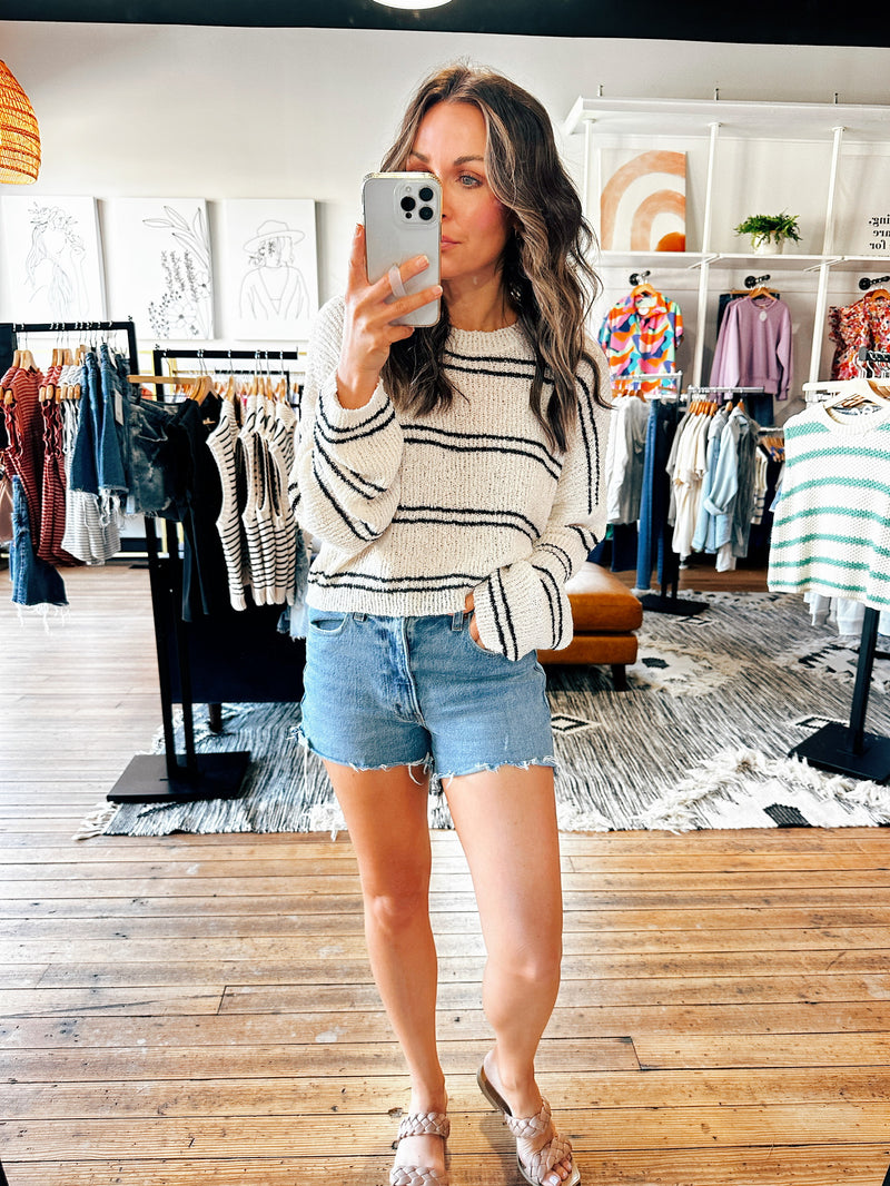 Kendra Stripe Light Sweater-Sweater-VerClare Boutique