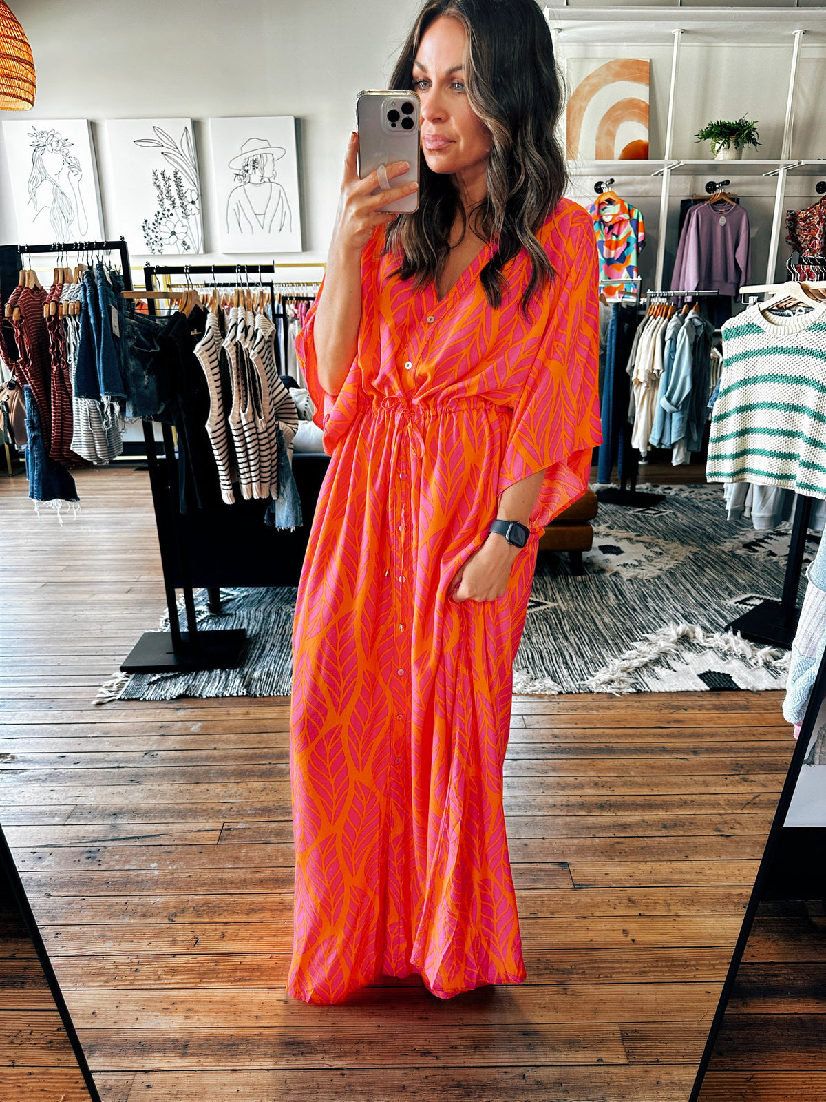 Front View. Hot Pink Beach Vacay Maxi-Dresses & Rompers-VerClare Boutique