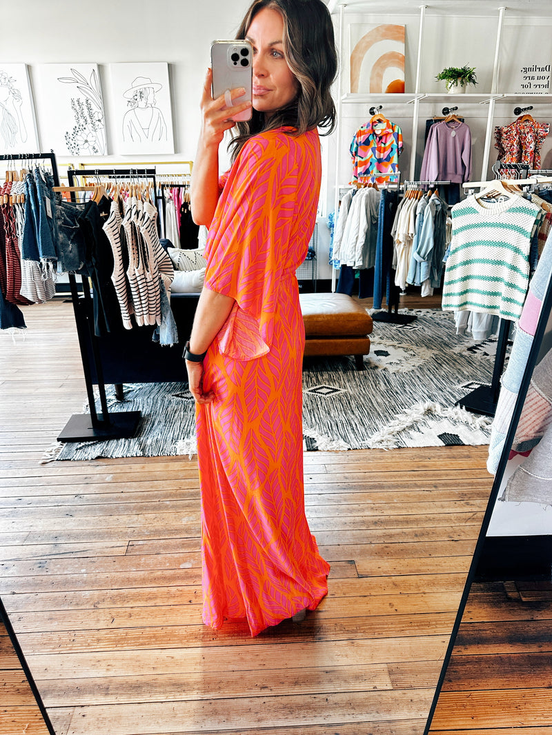 Side View. Hot Pink Beach Vacay Maxi-Dresses & Rompers-VerClare Boutique