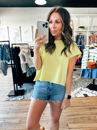 Citron View. Cotton Slub Boxy Tee-4 Colors-Tops Basic-VerClare Boutique