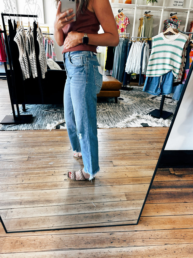 High Rise Dad Jeans-BottomsWomen's High Rise Dad Jeans | VerClare Boutique | Chenoa, IL-Women's High Rise Dad Jeans! These jeans fit true to size and have a nice stretch to them. Available in sizes 24, 25, 26, 27, 28, 29, 30, 31, 32. Located in Chenoa, Illinois about 20 minutes outside of Bloomington & Normal, IL in McLean County. Free Shipping on eligible Orders. Shop Pay Accepted.-VerClare Boutique