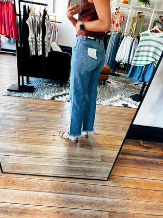 Back View. High Rise Dad Jeans-BottomsWomen's High Rise Dad Jeans | VerClare Boutique | Chenoa, IL-Women's High Rise Dad Jeans! These jeans fit true to size and have a nice stretch to them. Available in sizes 24, 25, 26, 27, 28, 29, 30, 31, 32. Located in Chenoa, Illinois about 20 minutes outside of Bloomington & Normal, IL in McLean County. Free Shipping on eligible Orders. Shop Pay Accepted.-VerClare Boutique