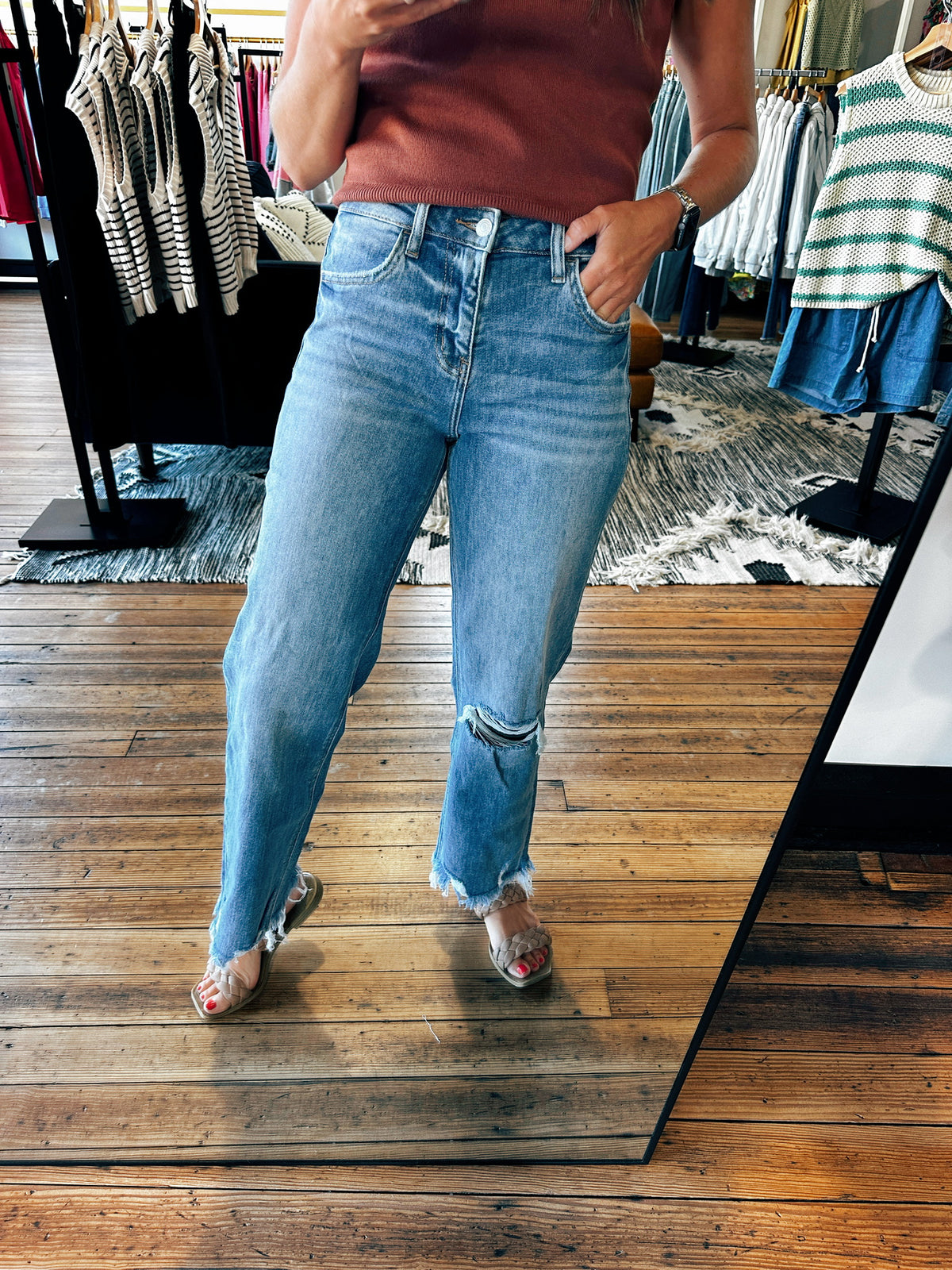 High Rise Dad Jeans-BottomsWomen's High Rise Dad Jeans | VerClare Boutique | Chenoa, IL-Women's High Rise Dad Jeans! These jeans fit true to size and have a nice stretch to them. Available in sizes 24, 25, 26, 27, 28, 29, 30, 31, 32. Located in Chenoa, Illinois about 20 minutes outside of Bloomington & Normal, IL in McLean County. Free Shipping on eligible Orders. Shop Pay Accepted.-VerClare Boutique