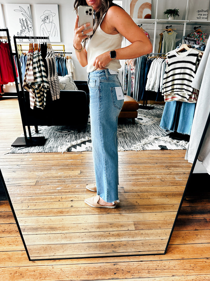 Olivia Victory Wide Leg Denim-BottomsWomen's Wide Leg Denim | VerClare Boutique | Chenoa, IL-Women's Wide Leg Denim! Features a high rise waistline and raw bottom hem. Available in sizes 24, 25, 26, 27, 28, 29, 30, 31, 32. Located in Chenoa, Illinois about 20 minutes outside of Bloomington & Normal, IL in McLean County. Free Shipping on eligible Orders. Shop Pay Accepted.-VerClare Boutique