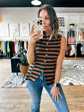 Carlisle Striped Sweater Vest - 2 Colors-Tops Casual-VerClare Boutique