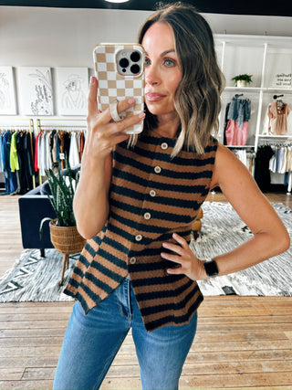 Carlisle Striped Sweater Vest - 2 Colors-Tops Casual-VerClare Boutique