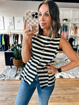 Carlisle Striped Sweater Vest - 2 Colors-Tops Casual-VerClare Boutique