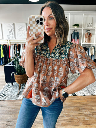 Astoria Floral Top-Tops Casual-VerClare Boutique