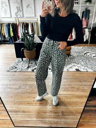 Leopard High Rise Barrel-Bottoms-VerClare Boutique