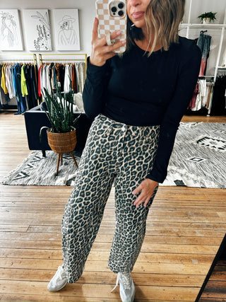 Leopard High Rise Barrel-Bottoms-VerClare Boutique