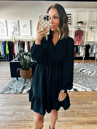 Fall V-Neck Long Sleeve Dress–2 Colors-Dresses & RompersFall V-Neck Long Sleeve Dress | VerClare Boutique | Chenoa, IL-Women's Long Sleeve Dress | Fall V-Neck Long Sleeve Dress | Sizes: S, M, L | Color: Cinnamon, Black | Free US shipping on eligible orders. Chenoa, Illinois-VerClare Boutique