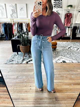 Super High Rise Wide Leg Jean-Bottoms-VerClare Boutique