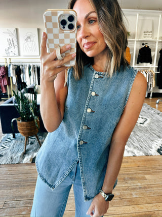 Bennet Denim Vest-Jackets & Kimonos-VerClare Boutique