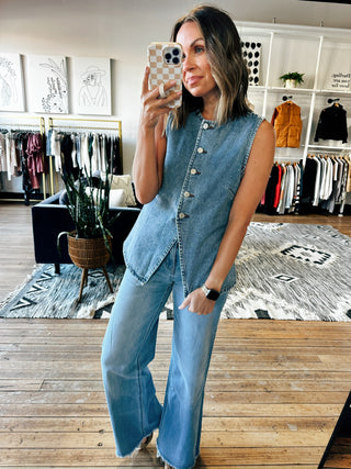 Bennet Denim Vest-Jackets & Kimonos-VerClare Boutique