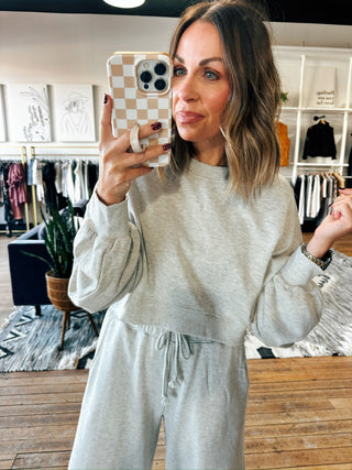 Harper Two Piece Set - Heather Grey-BottomsHarper Two Piece Set - Heather Grey | VerClare Boutique | Chenoa, IL-Women's Grey Lounge Set. Available in sizes: S, M, L. 60% Cotton, 40% Polyester. Free US shipping on all eligible orders. Located in Chenoa, Illinois.-VerClare Boutique