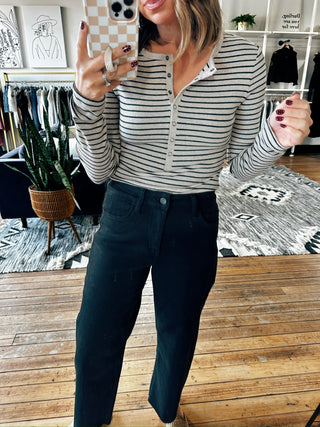 Black High Rise Crop Wide Leg-Bottoms-VerClare Boutique