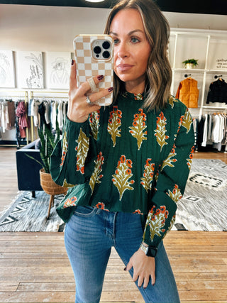Sarah Long Sleeve Floral Top - VerClare Boutique
