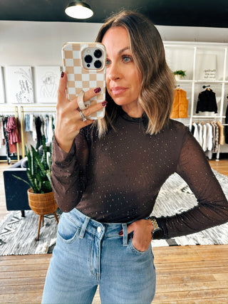 Aldora Sparkle Mesh Top - 2 Colors-Tops Casual-VerClare Boutique