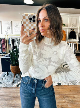 Isa Floral Jacquard Top-2 Colors-Tops CasualIsa Floral Jacquard Top | VerClare Boutique | Chenoa, IL-Women's Isa Floral Jacquard Top | Sizes: S, M, L, XL | Color: Green, Cream | Free US shipping on all eligible orders. Located in Chenoa, Illinois-VerClare Boutique