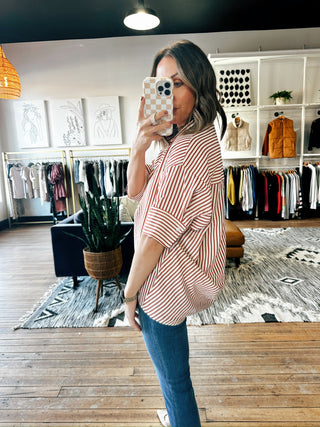 Tristan Stripe High Low Top-Brick-Tops Casual-VerClare Boutique