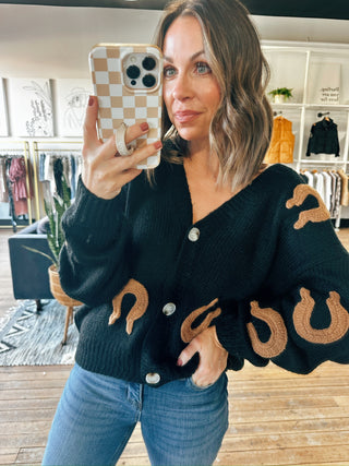 Horseshoe Patch Cardigan-Sweaters-VerClare Boutique