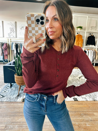 Rustic Charm Henley Top-4 Colors-Tops Basic Solid-VerClare Boutique