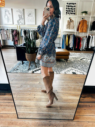 Aureli Border Print Waist Dress-Dresses & Rompers-VerClare Boutique