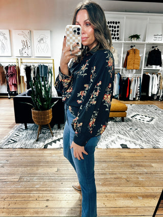 Dalyn Floral Print Button Top-Tops Casual-VerClare Boutique