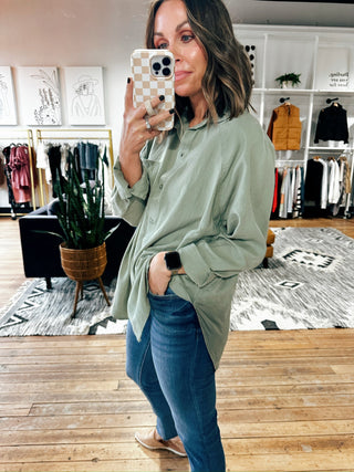 Z SUPPLY-The Perfect Linen Top/Avocado-Tops Casual-VerClare Boutique