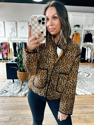 Brisel Quilted Leopard Puffer Jacket-Jackets & Kimonos-VerClare Boutique