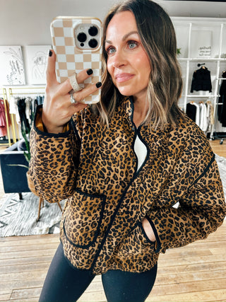 Brisel Quilted Leopard Puffer Jacket-Jackets & Kimonos-VerClare Boutique