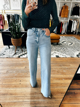 Elvira High Rise Wide Jean-Bottoms-VerClare Boutique