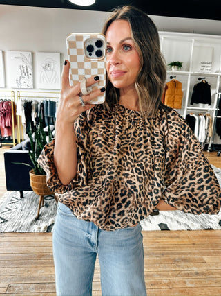 Lureva Leopard Bubble Top-Tops Casual-VerClare Boutique