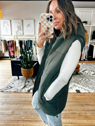 Olivia Puffer Vest-2 Colors-Jackets & KimonosOlivia Puffer Vest | VerClare Boutique | Chenoa, IL-Women's Puffer Vest | Sizes: S, M, L | Color: Olive & Black | Free US shipping on all eligible orders. Located in Chenoa, Illinois-VerClare Boutique