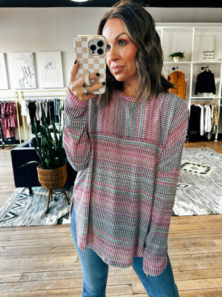 Canyon Long Sleeve Top-Magenta-Tops Basic Print-VerClare Boutique