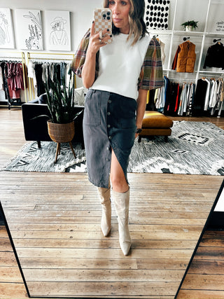 Pyrah Tencel Button Skirt - 3 Colors-Bottoms-VerClare Boutique