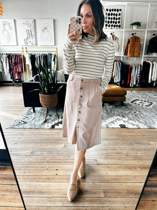 Pyrah Tencel Button Skirt - 3 Colors-Bottoms-VerClare Boutique