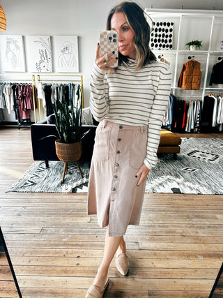 Pyrah Tencel Button Skirt - 3 Colors-Bottoms-VerClare Boutique