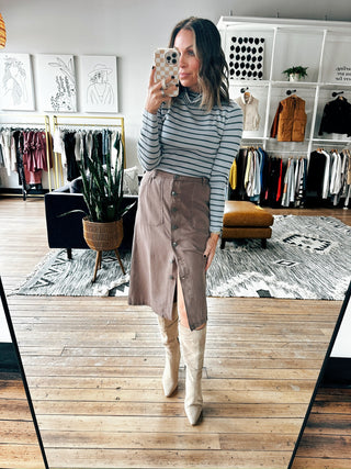 Pyrah Tencel Button Skirt - 3 Colors-Bottoms-VerClare Boutique