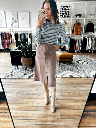 Pyrah Tencel Button Skirt - 3 Colors-Bottoms-VerClare Boutique