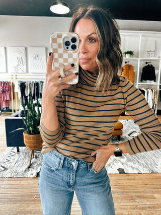 Olyra Striped Turtleneck Sweater - 4 Colors-Tops Basic Print-VerClare Boutique