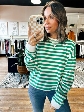 Delin Contrast Stripe Top - 3 Colors-Tops Basic Print-VerClare Boutique