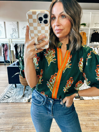 Jalis Floral Puff Top-Tops Casual-VerClare Boutique