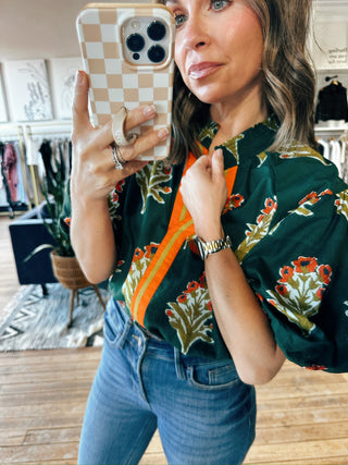 Jalis Floral Puff Top-Tops Casual-VerClare Boutique