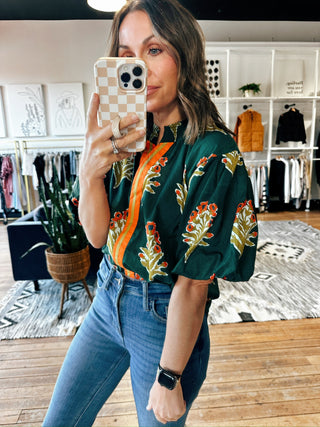 Jalis Floral Puff Top-Tops Casual-VerClare Boutique