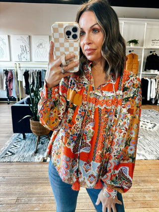 Hanis Patchwork Tassel Blouse-Tops Casual-VerClare Boutique