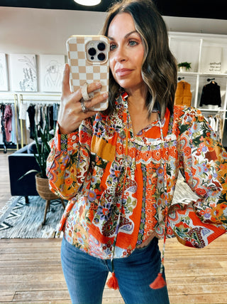 Hanis Patchwork Tassel Blouse-Tops Casual-VerClare Boutique