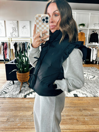 Havira Ruffle Sleeve Puffer Jacket-Jackets & Kimonos-VerClare Boutique