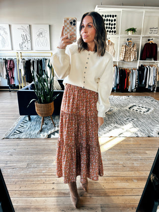 Tristen High Waist Skirt-Rust-BottomsTristen High Waist Skirt | VerClare Boutique | Chenoa, IL-Women's Maxi Skirt | Tristen High Waist Skirt | Sizes: S, M, L | Color: Rust | Free US shipping on all eligible orders. Located in Chenoa, Illinois-VerClare Boutique