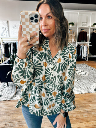 Heidi Printed Collared Top-Tops Casual-VerClare Boutique